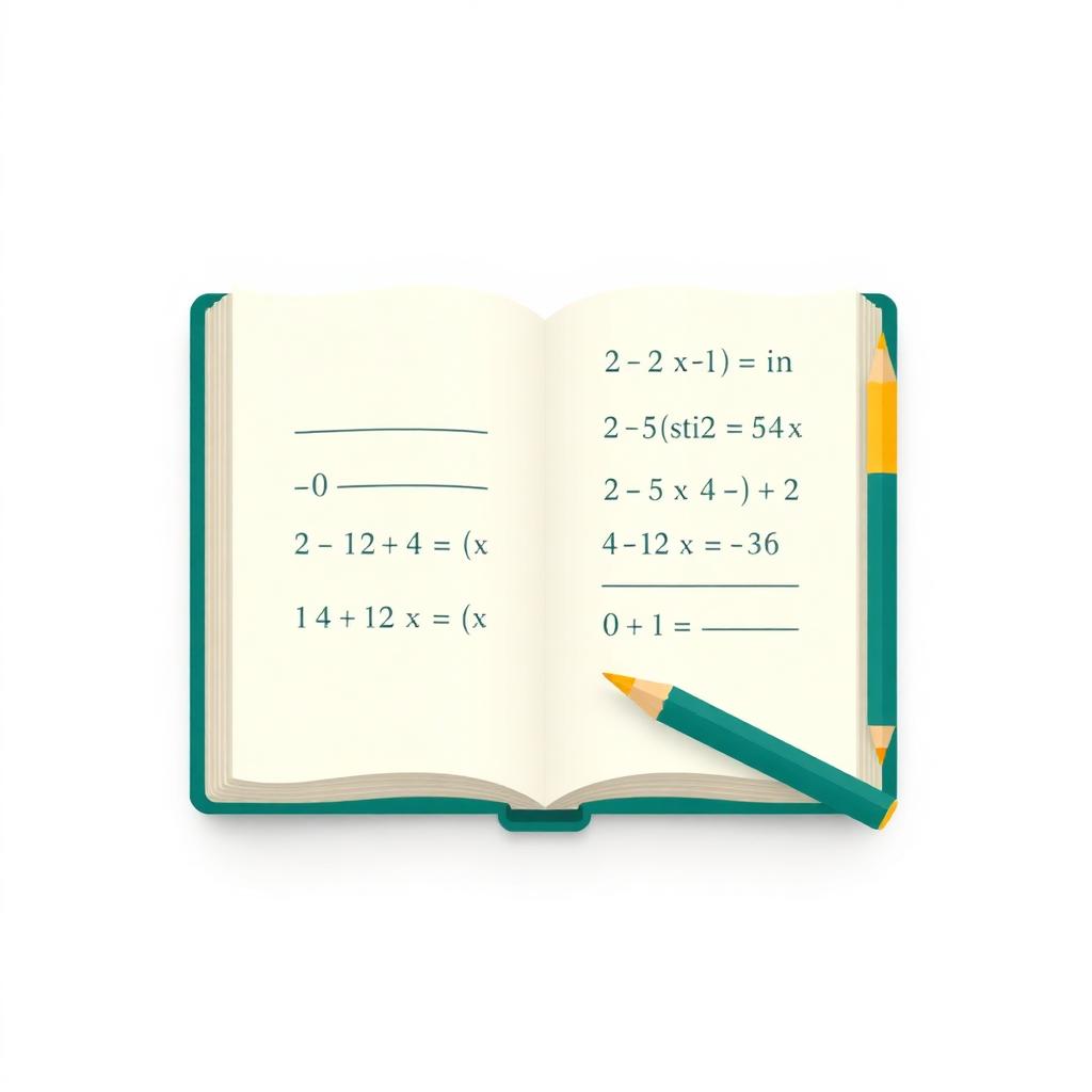 Ícone de caderno de exercício com questão de matemática